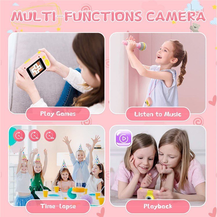 KDC-0025 2.0 Inch Screen Mini Kids Camera 180 Degree Flip Lens Video Recorder with 32G TF Card + Card Reader