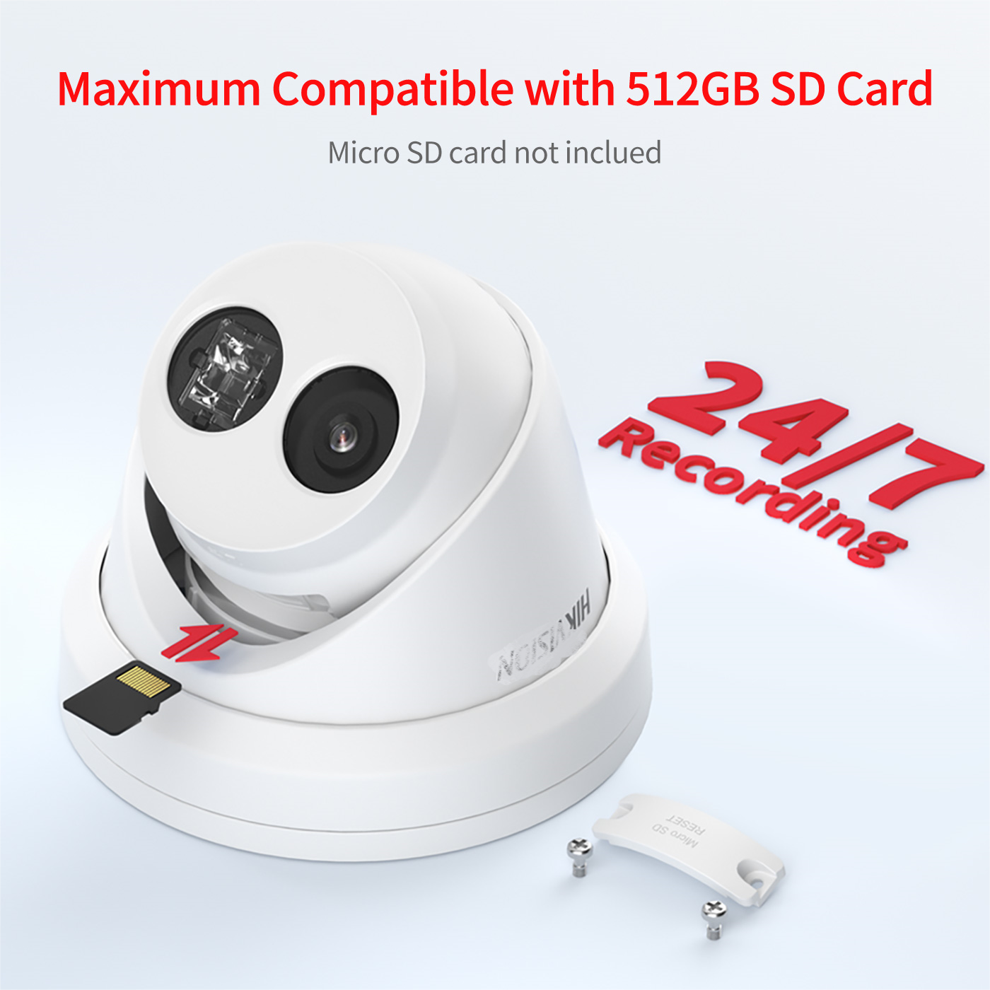 Hik Compatible F1.0 lens built-in Mic 8MP 4K ColorVu Human/Vehicle Detection Turret PoE IP Camera