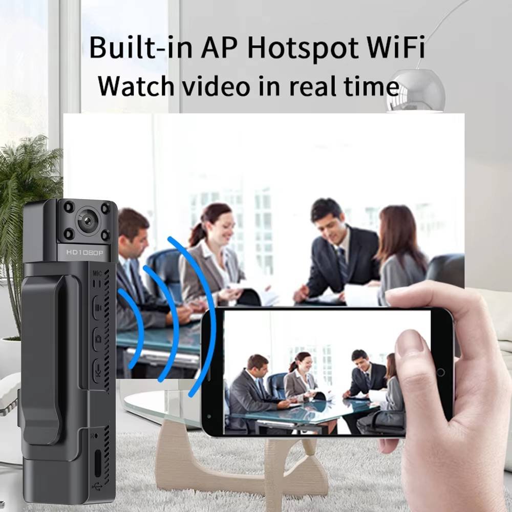 FHD 1080P 180 Degree Rotation Lens WiFi Action Mini Body Worn Law Enforcement Camera