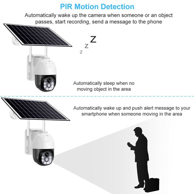 Outdoor Security CCTV WiFi Safety Camera Two-way Audio 3MP PTZ WiFi Solar Network Camera