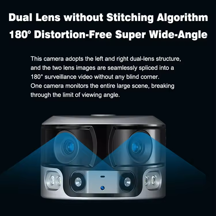 Outdoor 180 Ultra Wide View Angle 4K CCTV Camera with 4G Solar PTZ WIFI 10X Zoom Dual Lens PIR Detection Support 3G 4G Sim Card