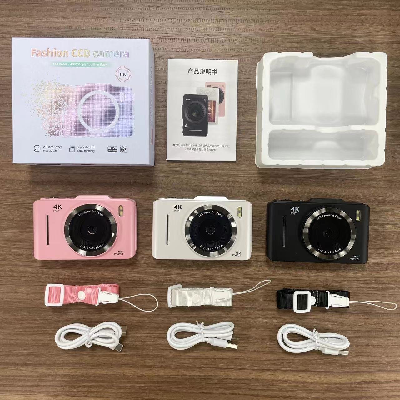 New H16 1080P 48 Mega Pixels Vlog Digital Camera with 16X Digital Zoom Compact Mini Cameras for Beginners Birthday Gifts
