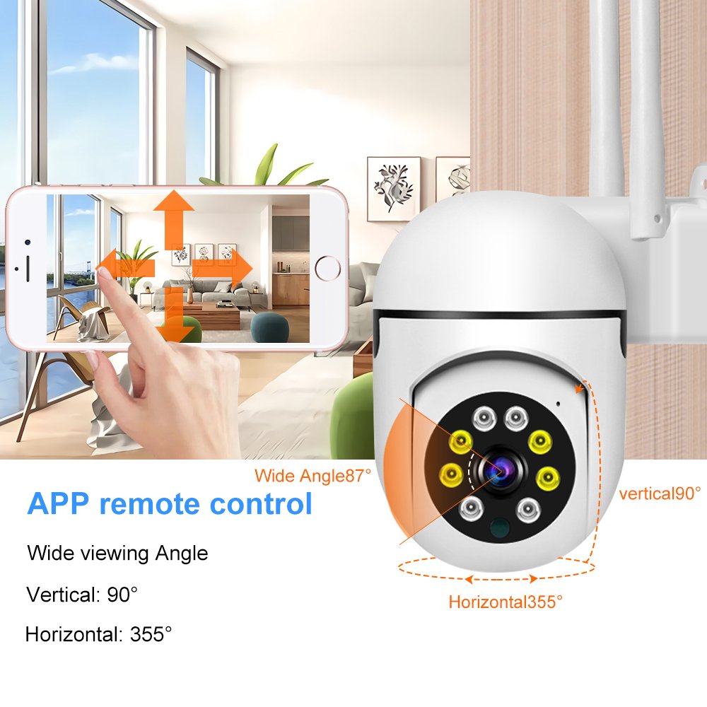 360 PTZ Camera Panoramic Network Wifi Night Vision Outdoor Indoor Home Security Cctv Camera System Wireless Memory TF Card