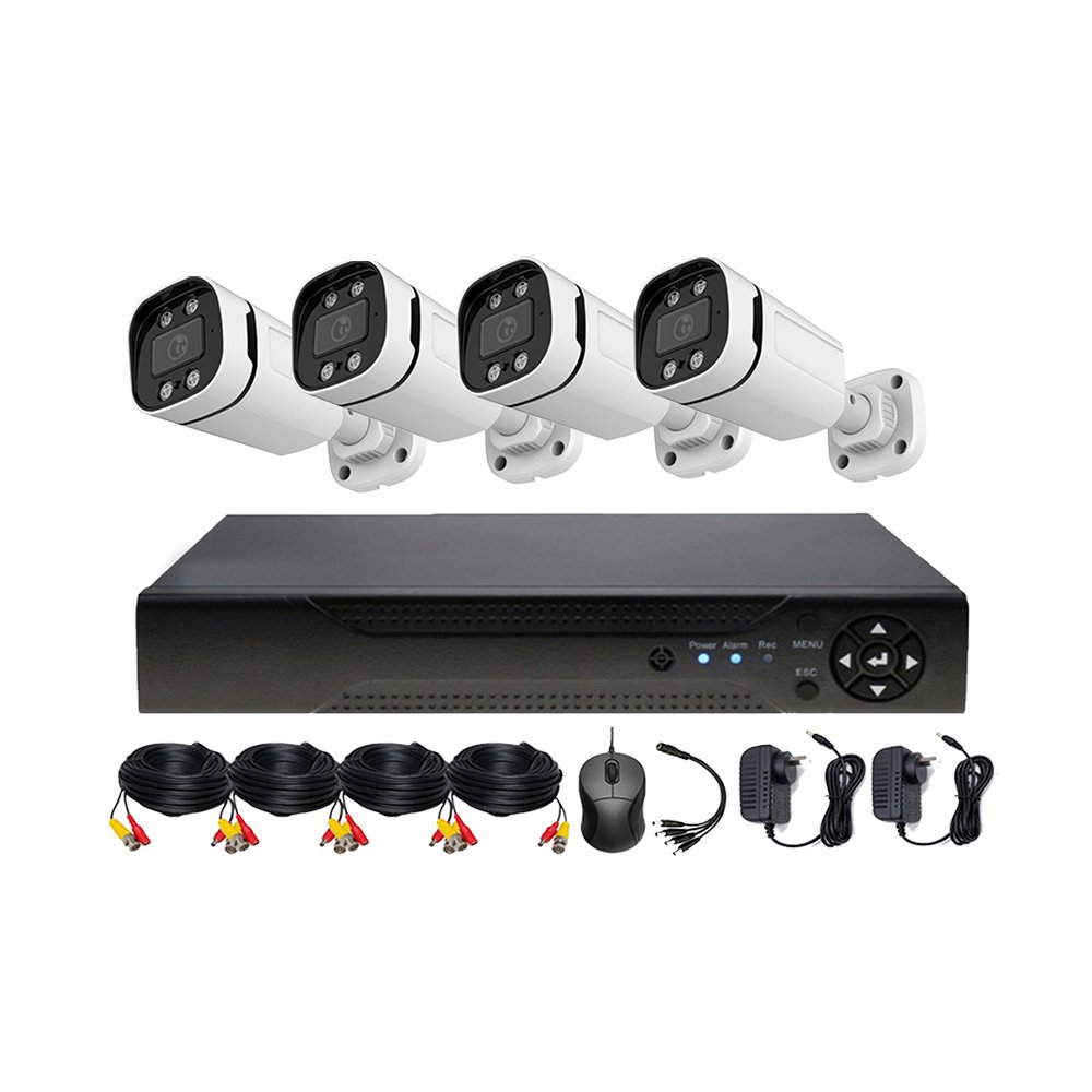Hot Qearim good quality 4Ch Channel 1080P 2MP HD Security System Kit cctv Analog outdoor bullet camera full set price DVR KIT