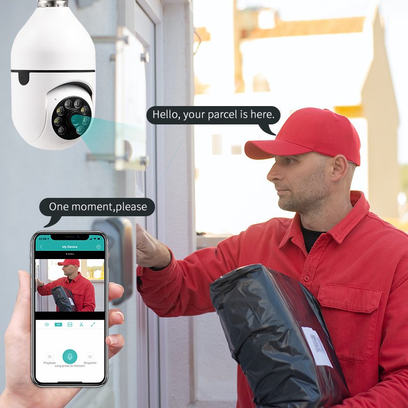 Mini icsee Cam Bulb Wifi Camera Motion Voice Alarm Security Monitor Network Camera Two Way Audio App Remote Control Nany Home