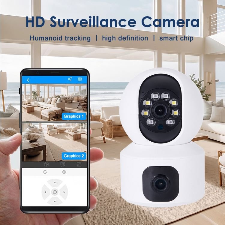 6 Cctv Camera Connected To Mobile Phone Smart Wifi Cctv Security Camera Motion Detection Network Camera Double Lenses