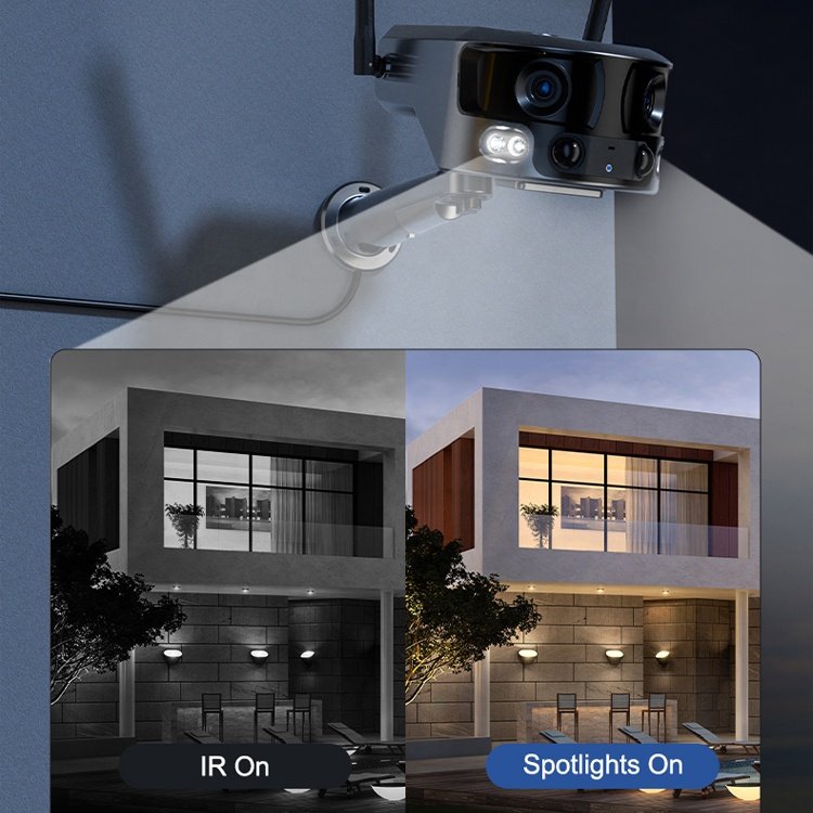 4K Outdoor Wide-angle Solar Network CCTV Camera 4G Sim Card Dual Lens 8MP 180 Degree Wireless Wifi Indoor H.265 Solar Camera 4G