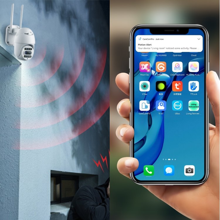News Support 128G Sd Card Digital Water Proof Sound Alarm Ring Wi-Fi Long Distance Night Vision Dual Lens Network Camera