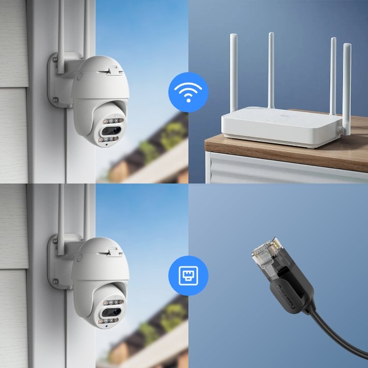 News Support 128G Sd Card Digital Water Proof Sound Alarm Ring Wi-Fi Long Distance Night Vision Dual Lens Network Camera