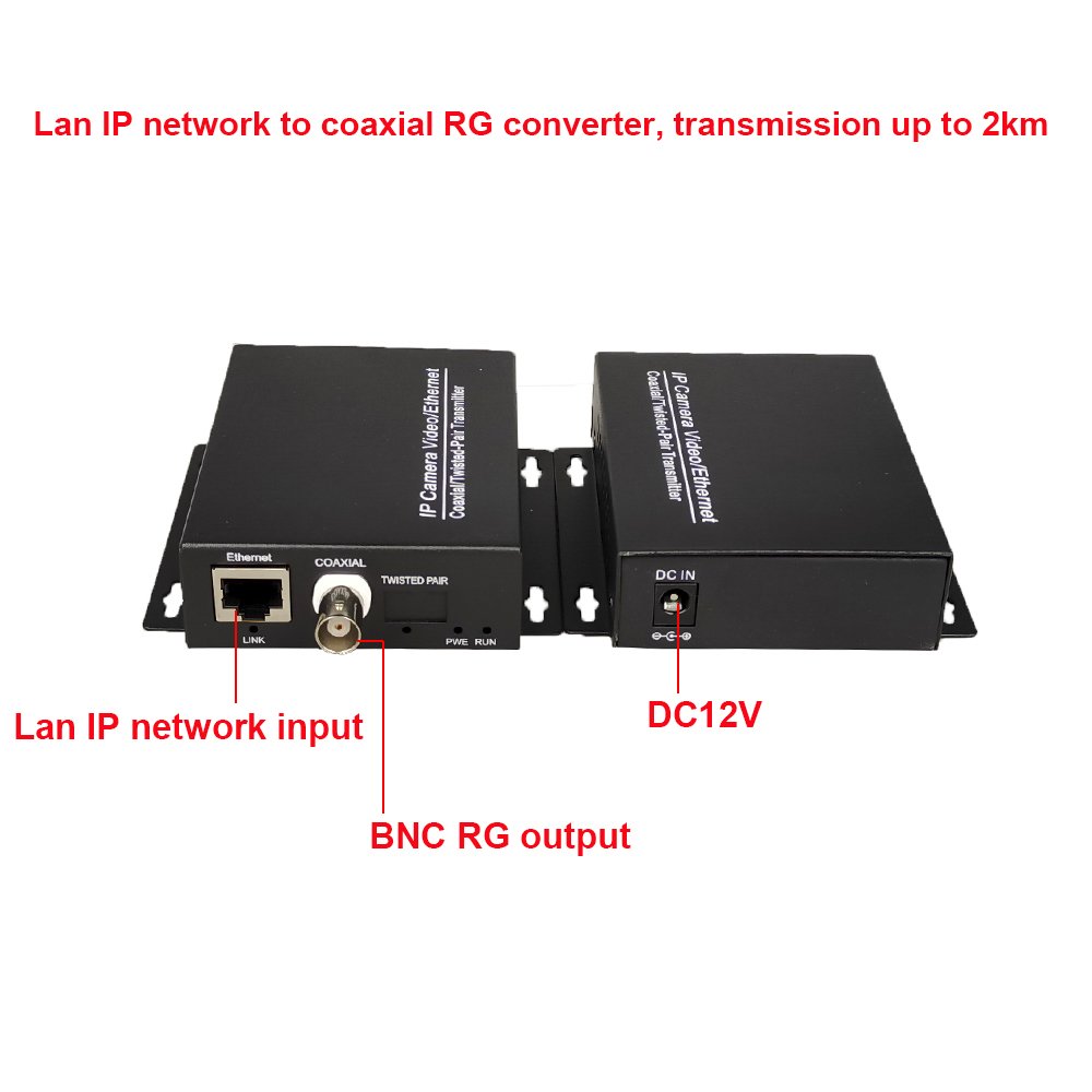 Ethernet Over Coax Converter analog to ip camera converter LAN Over RG Coaxial Cable For Lift CCTV Camera IPTV TV Box