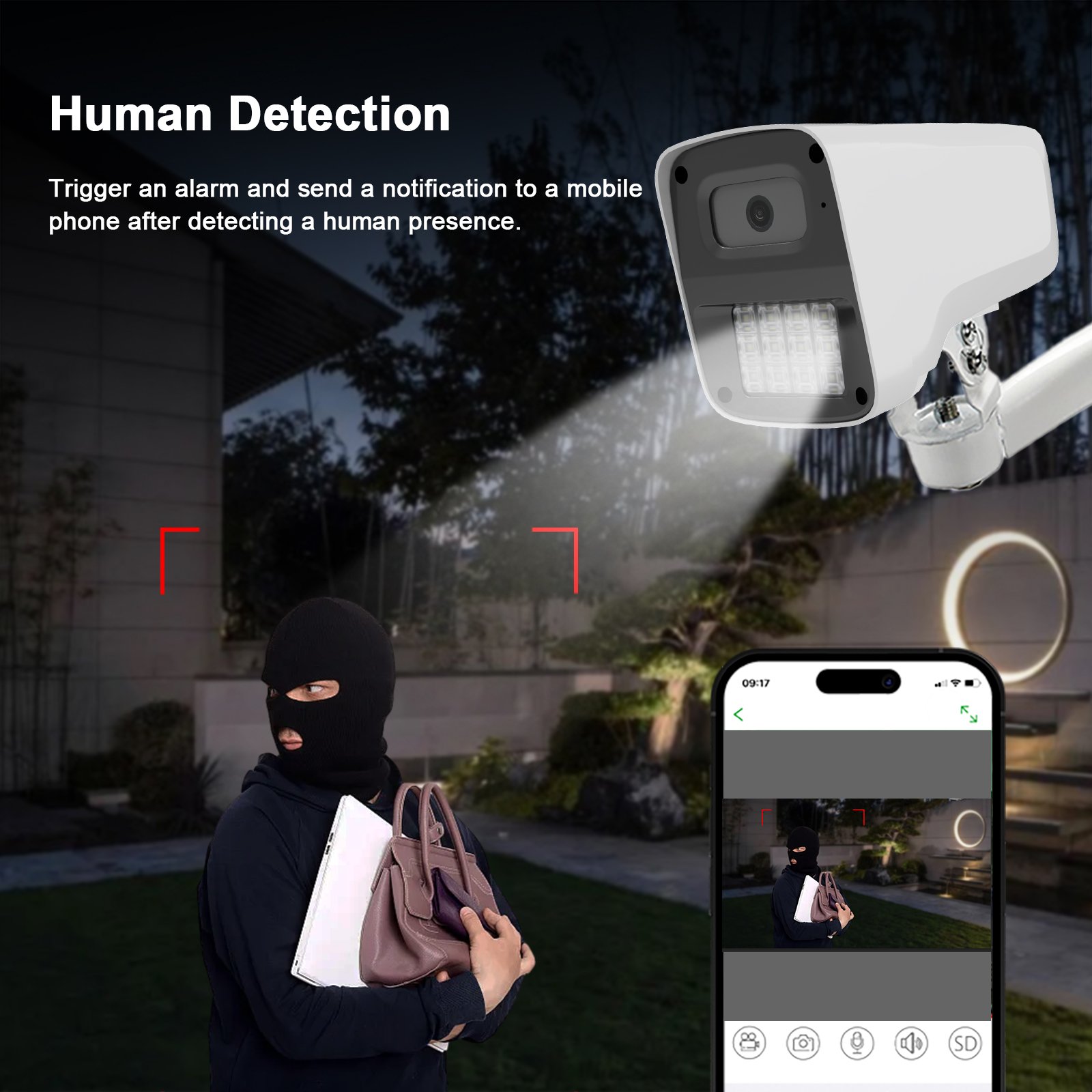 4MP H.265 Two-way Audio Motion Detection Bullet POE IP Camera Outdoor Dual light Full Color Night Vision Cctv Security Camera