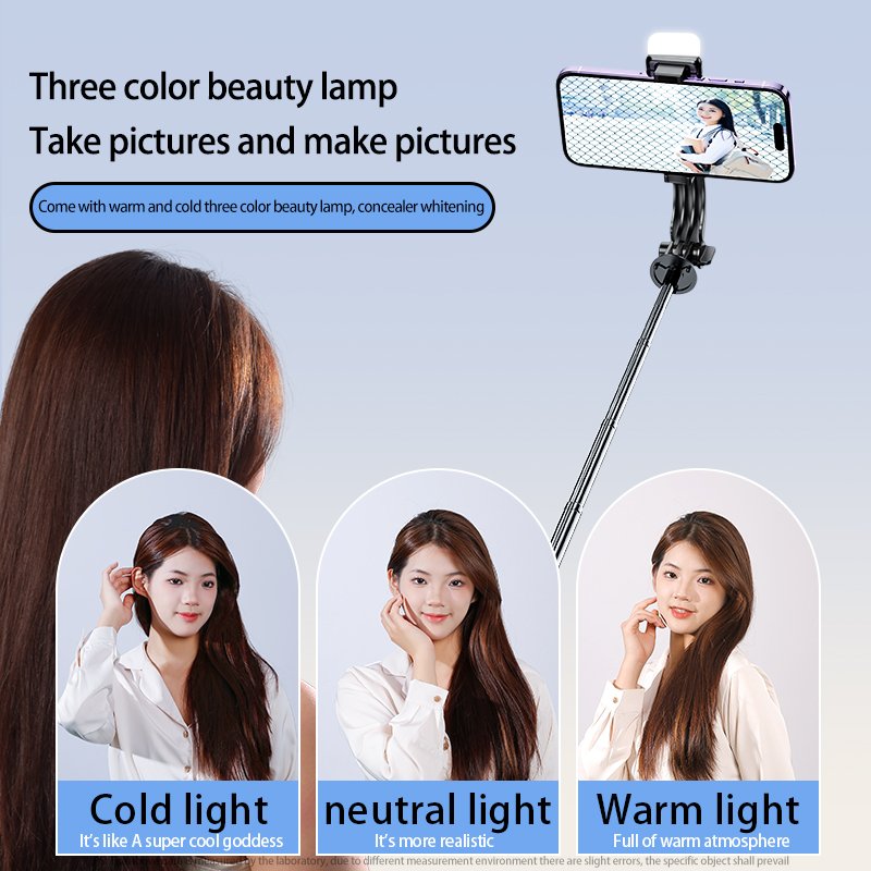1.3M Extendable 360 Degree Selfie Stick Bluetooth Flexible Video Camera Stand Wireless Phone Stand Tripod Rotatable Mirror