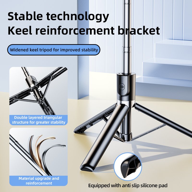 1.3M Extendable 360 Degree Selfie Stick Bluetooth Flexible Video Camera Stand Wireless Phone Stand Tripod Rotatable Mirror