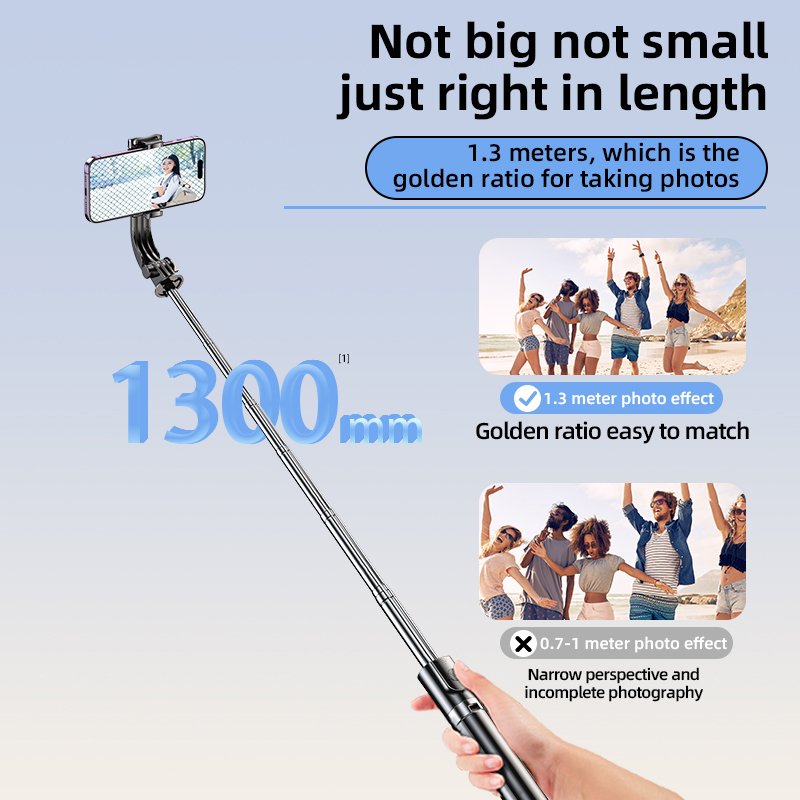 1.3M Extendable 360 Degree Selfie Stick Bluetooth Flexible Video Camera Stand Wireless Phone Stand Tripod Rotatable Mirror