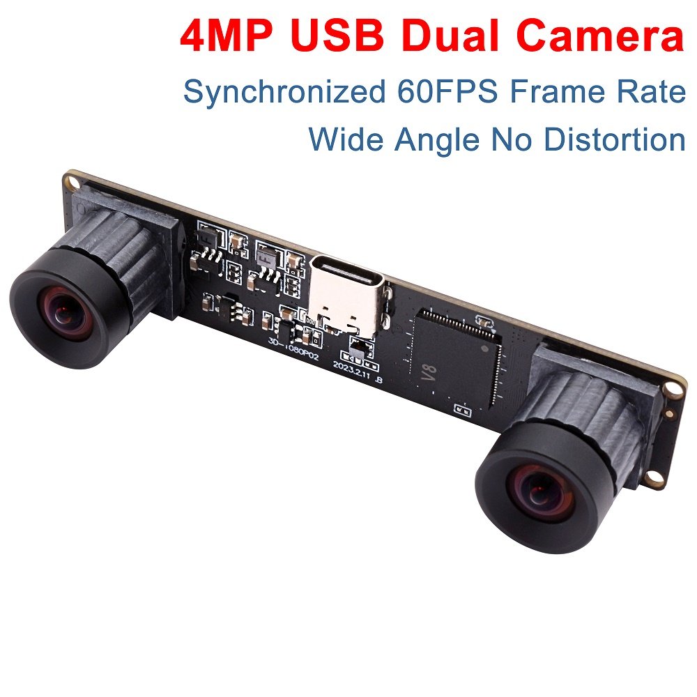 ELP 1080P Synchronous Camera USB2.0 Dual Lens 4MP 3840X1080P 60fps 3D Stereo Camera USB For Deep Inspection,Face Recognition