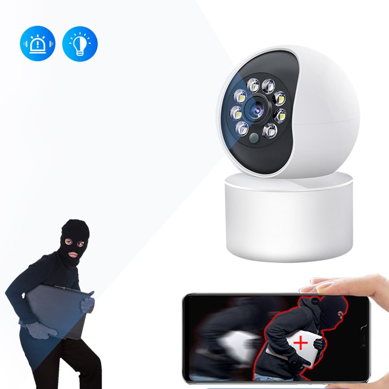 C 5MP HD 360 degree rotated PTZ camera security wifi home camera with night vision and led light Two-way voice intercom camera