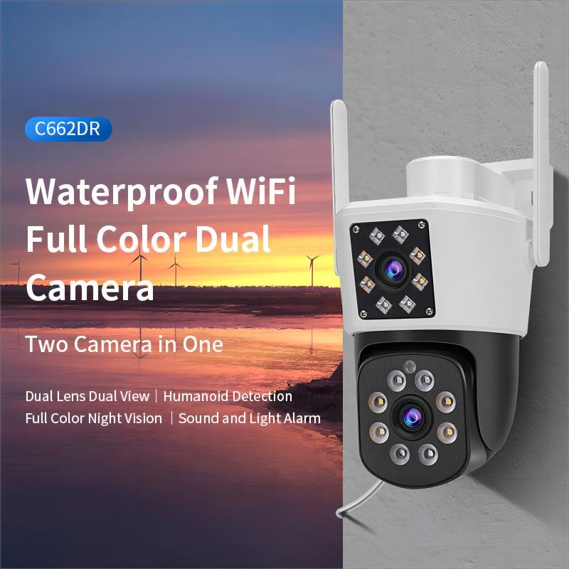CCTV Camera Factory OKAM Pro Outdoor Dual Lens Wifi Home Security CCTV Camera 12V 360 Dual Screen Mini Wifi Cameras