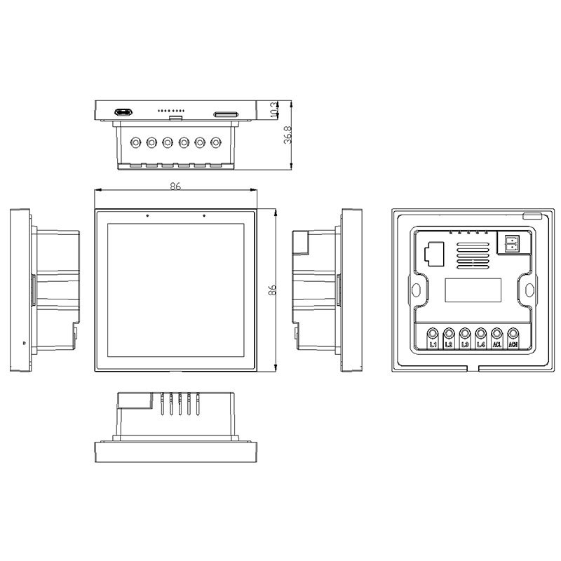 4 inch Linux system Touch Smart Life App 4 Gang Zigbee Switch & Scene Panel 2 In 1 LCD Screen Time Display