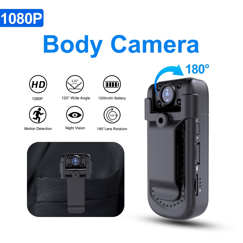 MD36 Body Camera Wide Angle 180 degree Rotating Lens 1080P Without Wifi Camera Sport Security Body Mini Camera