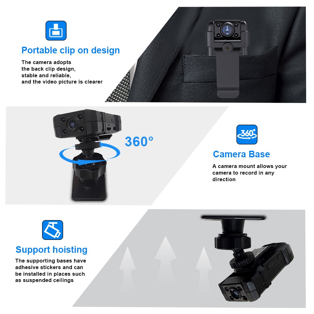 MD36 Body Camera Wide Angle 180 degree Rotating Lens 1080P Without Wifi Camera Sport Security Body Mini Camera