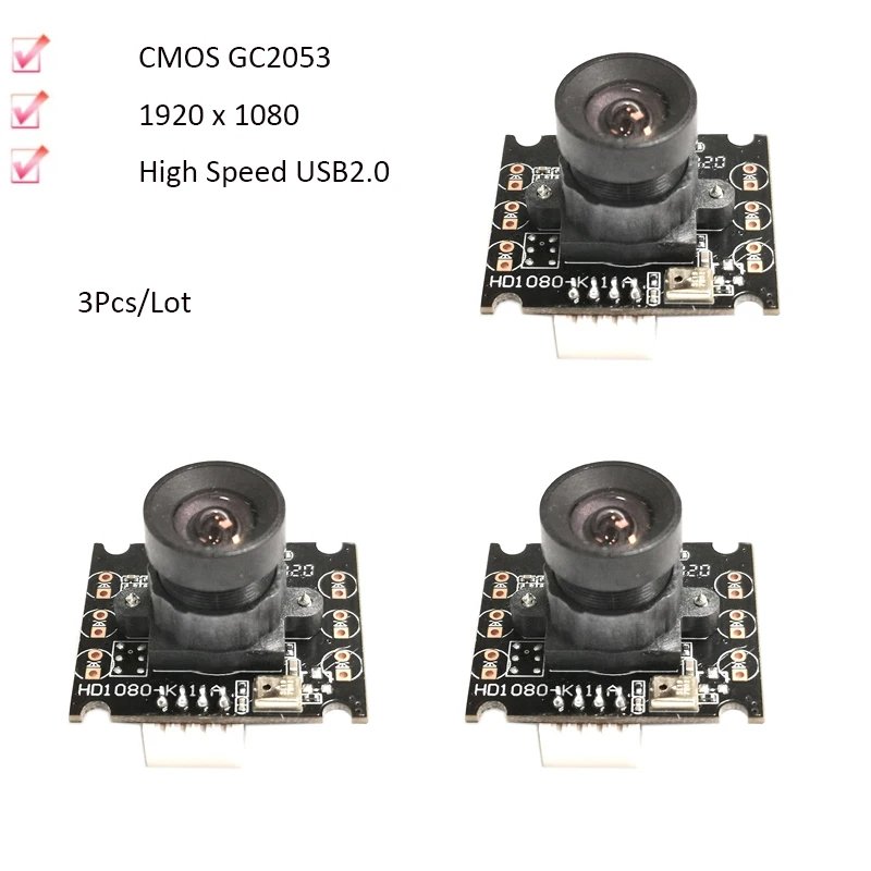 Factory Hot Sale Camera Wide-angle Mini Camera Module 2MP HD 1080P CMOS GC2053 FF 95 30FPS USB Camera Modul