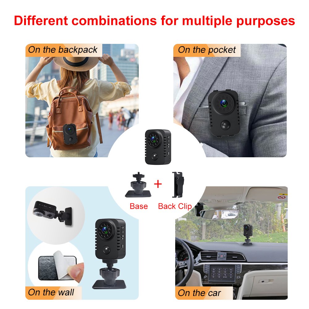 Hot Selling Mini Camera Without WiFi PIR Video Camera Motion Activated Security Bicycle Helmet Body Cam MD29 Mini Body Camera
