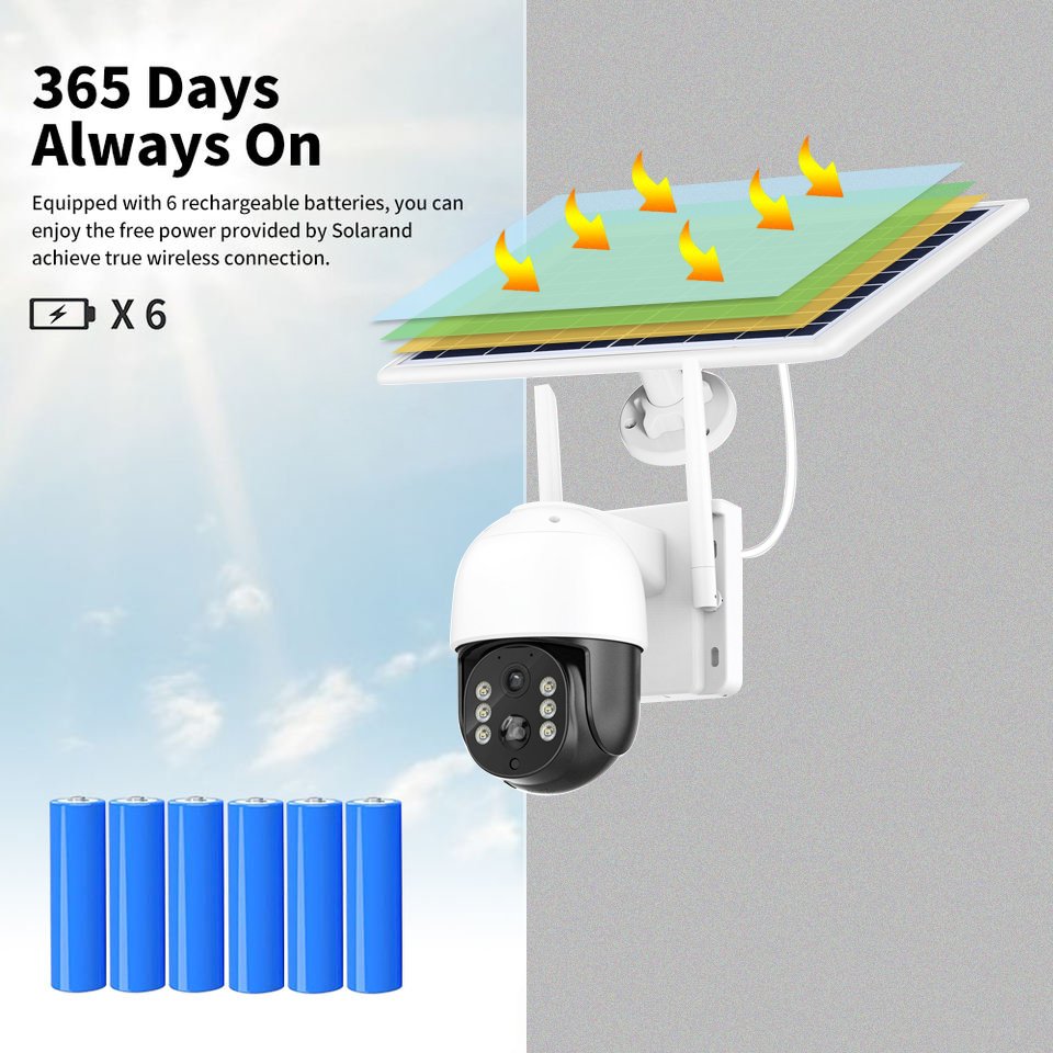 3MP Battery Camera PTZ Network Camera Wifi Auto Tracking High Quality Outdoor Icsee Solar Camera