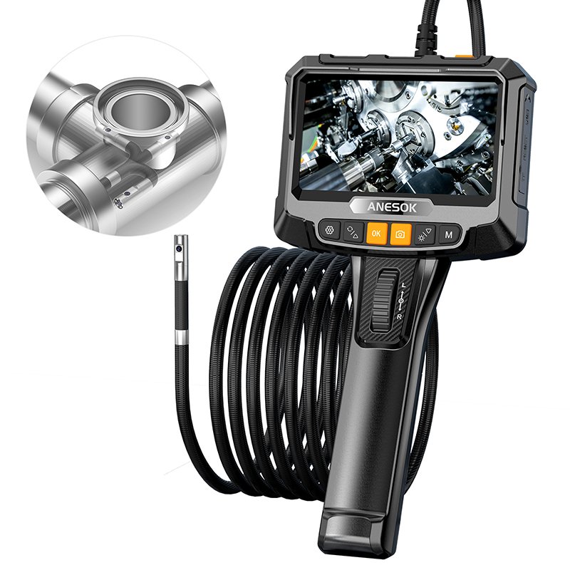 ANESOK S10 Two-Way Articulating Borescope Articulated Snake Camera for Automotive Aircraft Detection 360 Degree 5.0 Screen 1080p