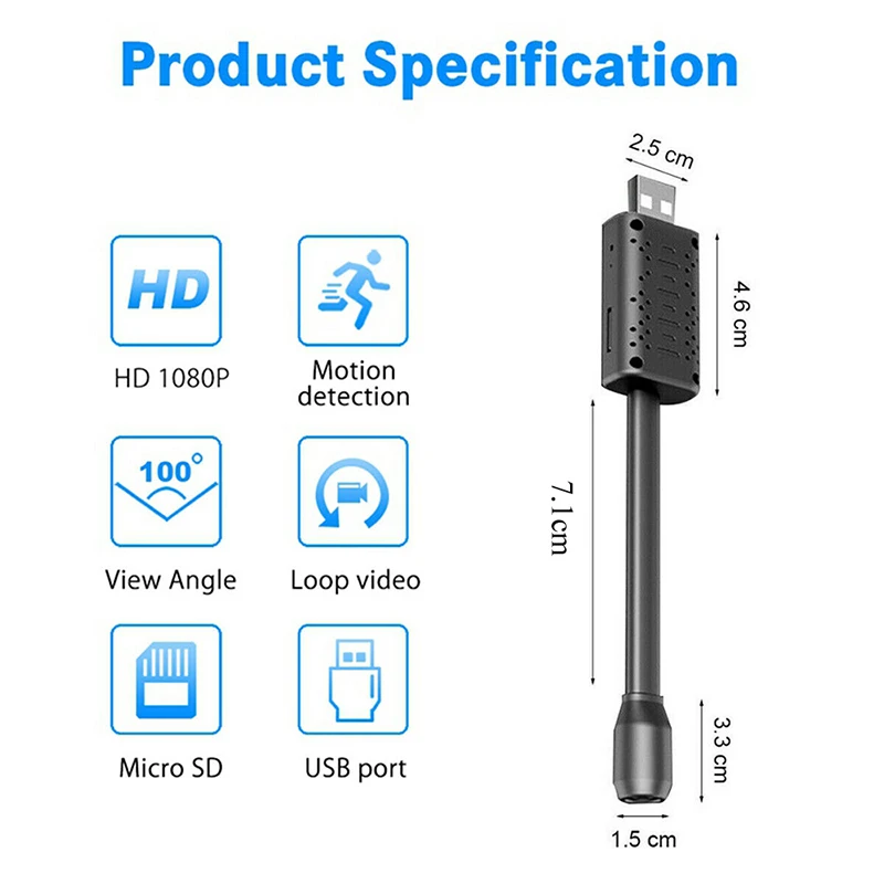 Smart AI Human Detection USB Home Surveillance IP Wifi Camera 1080P Motions Micro Camcorder Motion Detection Mini Camera