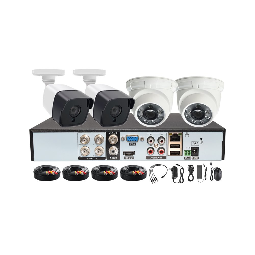 infrared night vision 2MP 1080P full HD 4ch 4 channel DVR kit CCTV security camera system with analog camera