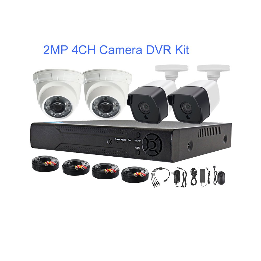 infrared night vision 2MP 1080P full HD 4ch 4 channel DVR kit CCTV security camera system with analog camera