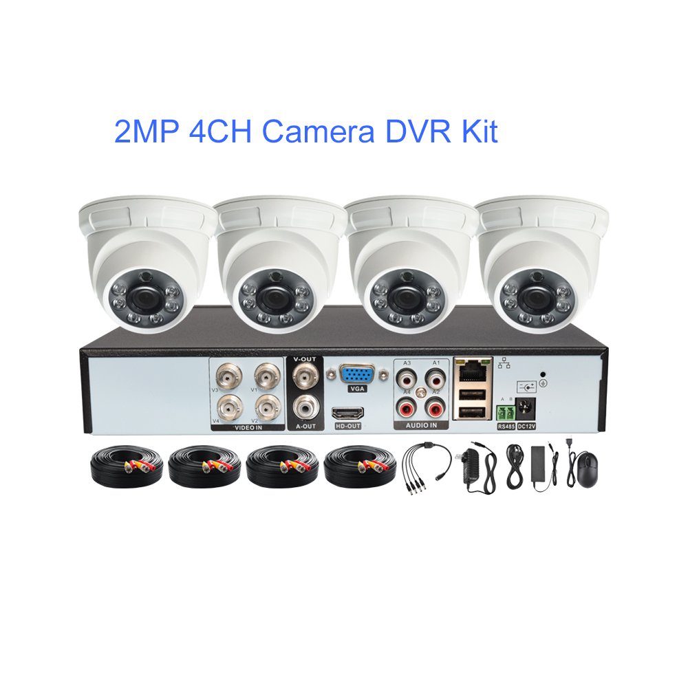 infrared night vision 2MP 1080P full HD 4ch 4 channel DVR kit CCTV security camera system with analog camera