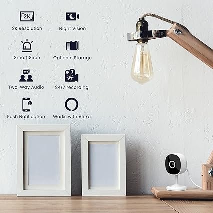 Wakiya WiFi Camera 2K, Home Security Cameras with Phone app,24/7 SD Card Storage,Works with Alexa & Google Home G7