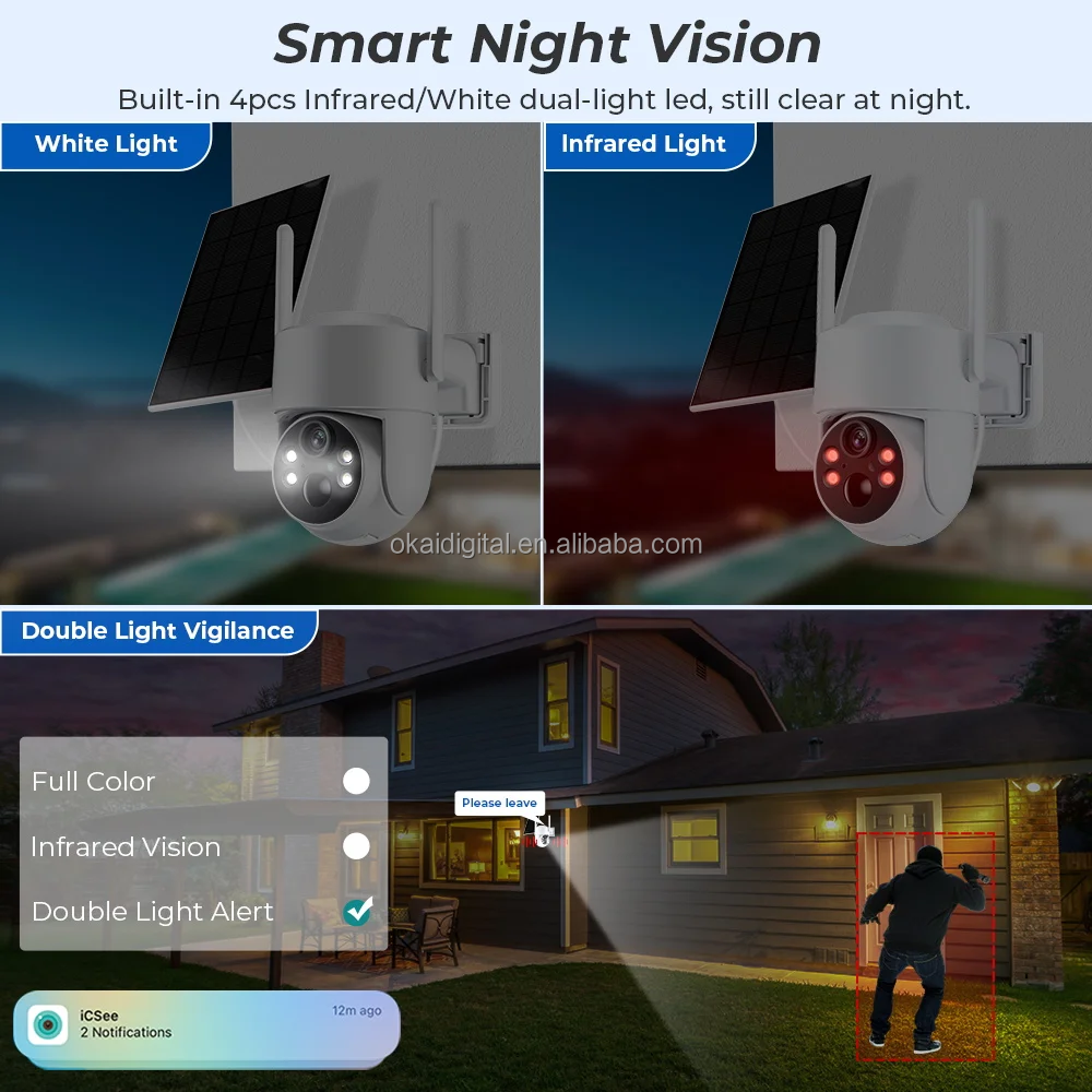 4Mp Low Power Icsee Pir Wireless 360 Web Ptz Outdoor 4g Solar Ip Wifi Security Camera System Cctv Network Camera WIFI Security