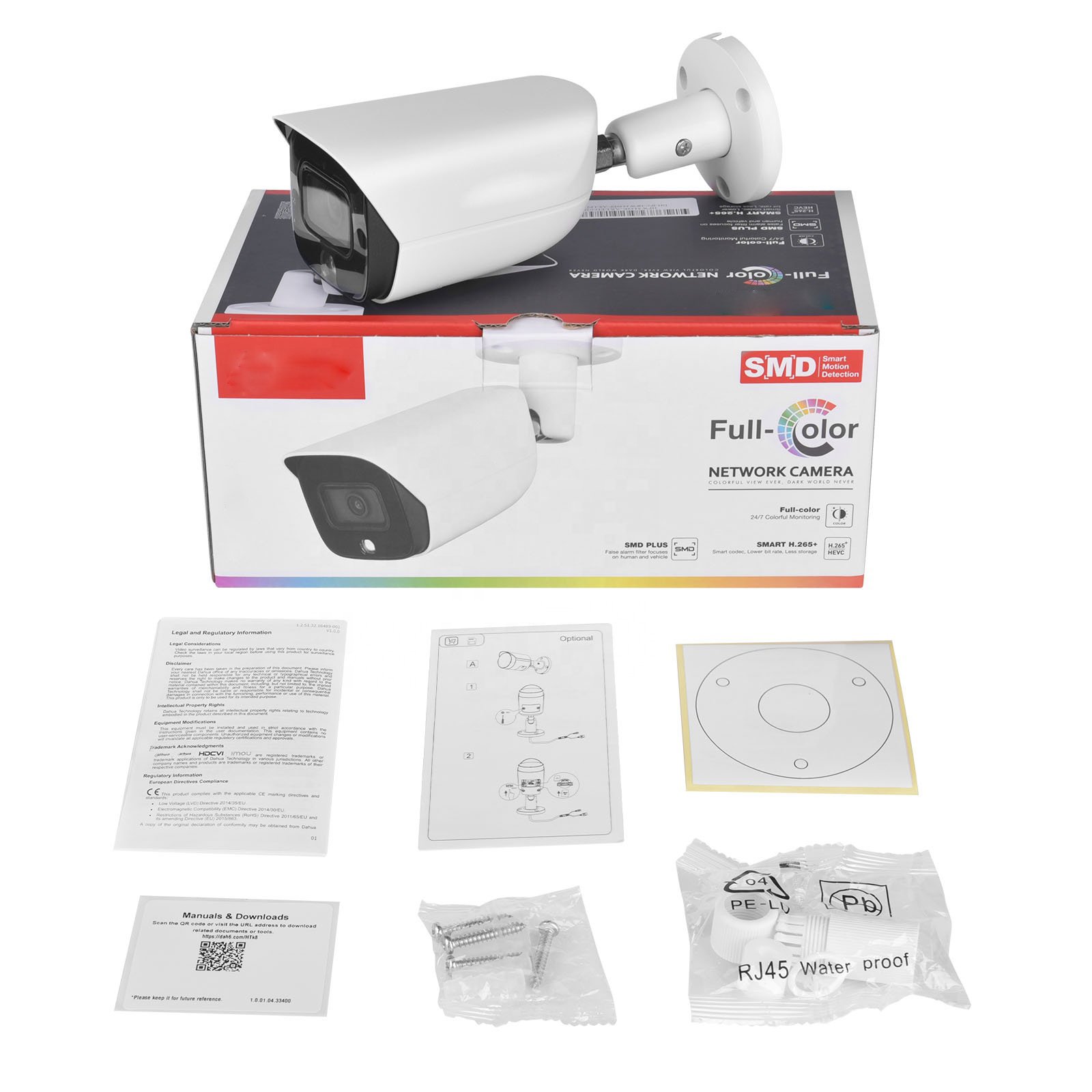 IPC-HFW3549E-AS-LED 5MP Full Color Audio Alarm Fixed focal Warm LED Bullet WizSense Network Camera
