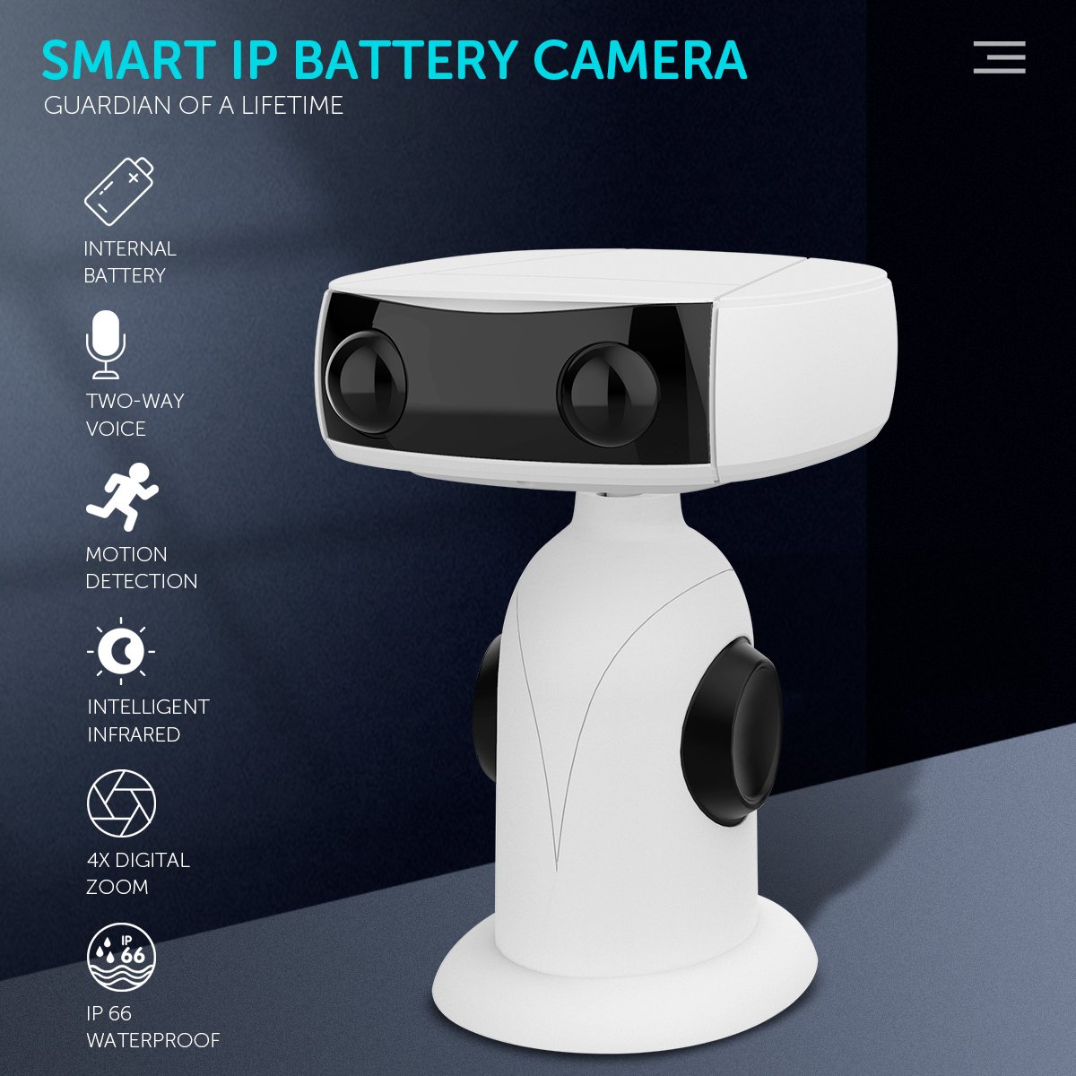 Promotion W001 6400mAh Battery CCTV Wireless Camera Robot Model 1080P Audio Video Record PIR Motion Alarm PTZ Security IP Camera