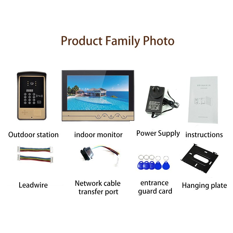 2022 New Smart Video Door Phone Intercom System 7 Inch TFT Touch Screen Ring Video Door Bell Waterproof TCP Network Villa