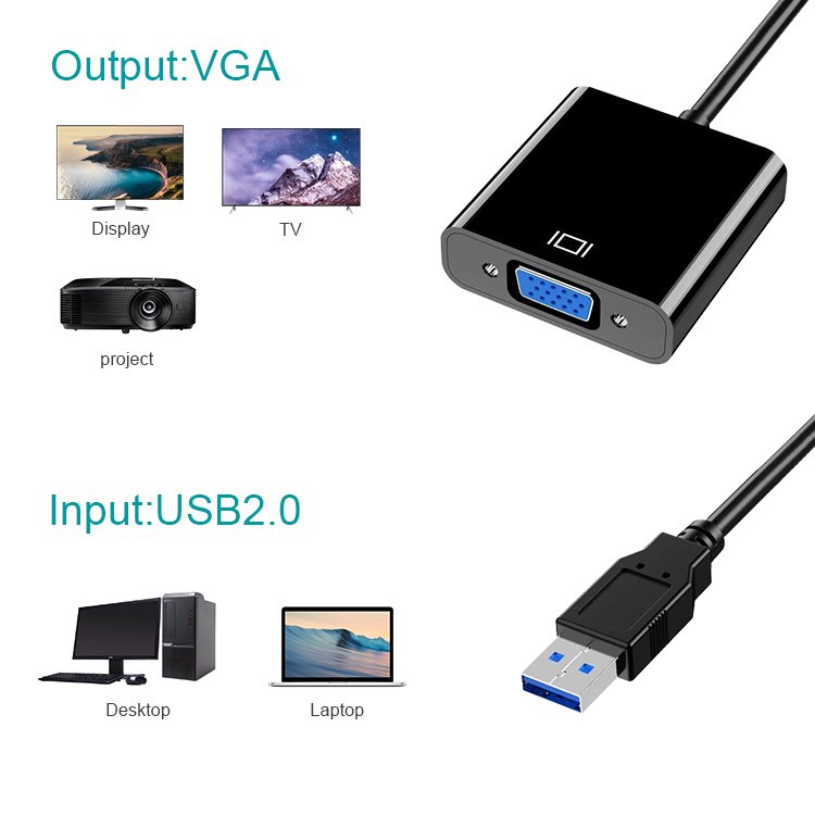 Hot Sell USB 3.0 TO VGA Adapter Converter Display With Audio for PC Gaming Live Streaming USB To VGA Cable