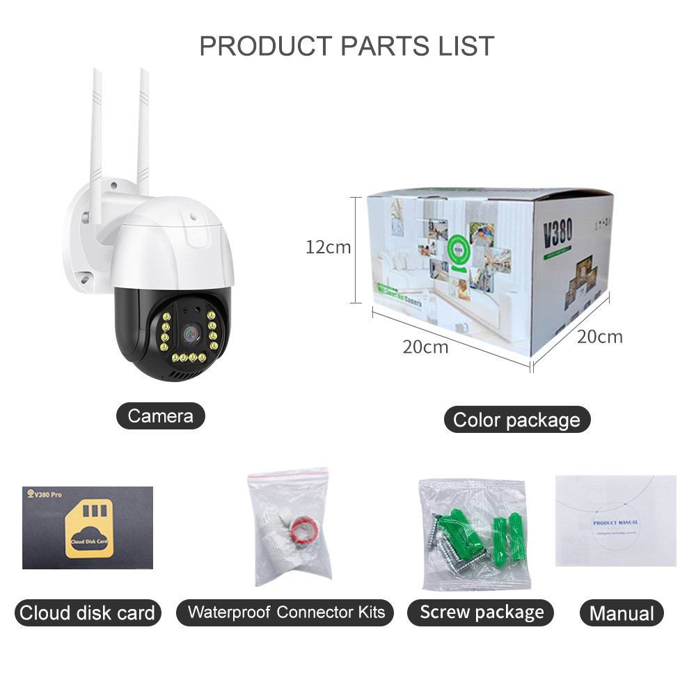 5MP Wireless Security IP Network Camera PTZ Outdoor Home Surveillance Cam CCTV V380 Pro Wifi Camera
