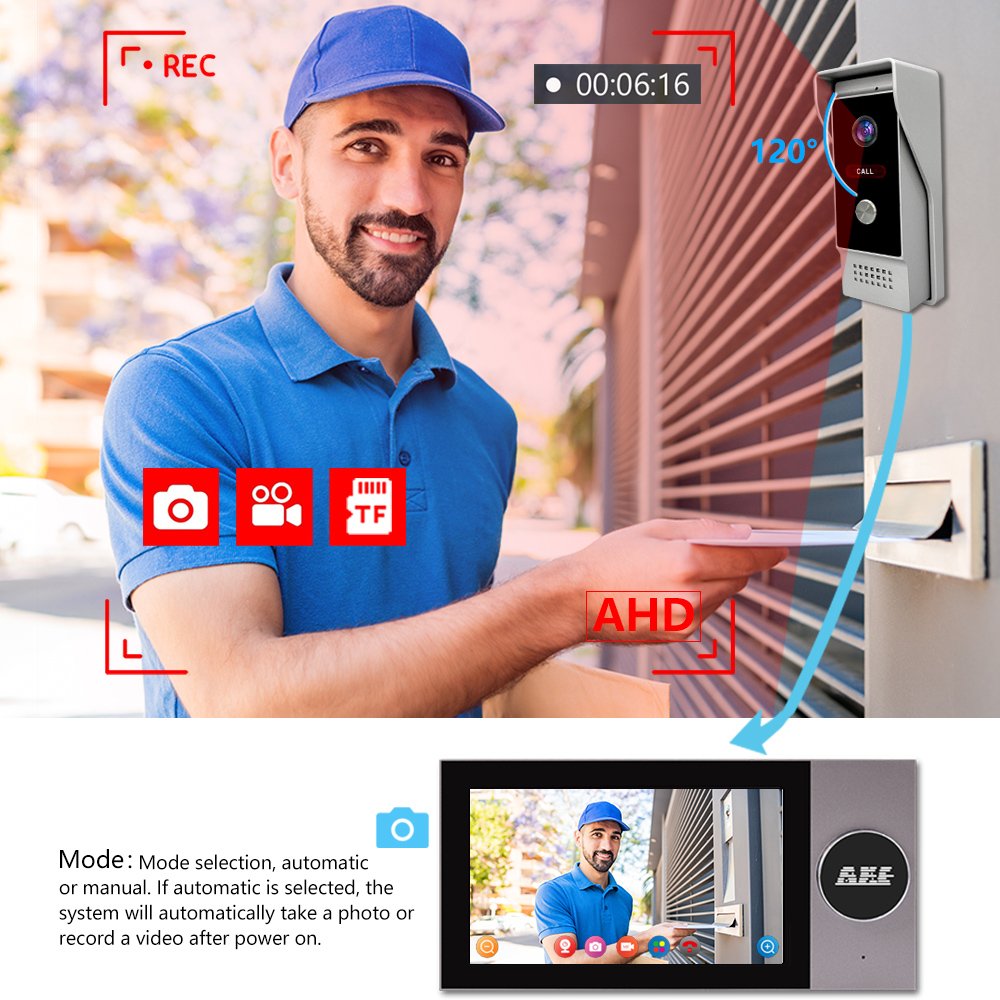 Tuya Smart Wifi Video Doorbell7 Inch Ahd Screen App Intercom Visual Intercom System With 1080p Hd Camera