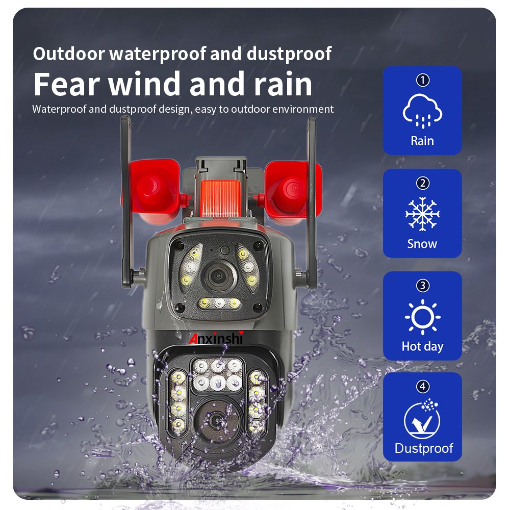 4G PTZ Network Camera with Speakers CCTV Dual Lens IP66 Waterproof 6MP Wireless Camera