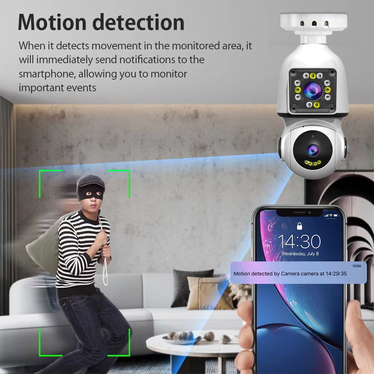 E27 Light Bulb Mini Home Smart Wifi Camera Wireless Ip Dual Lens Humanoid Tracking Automatic Alarm Security Cctv Network Camera