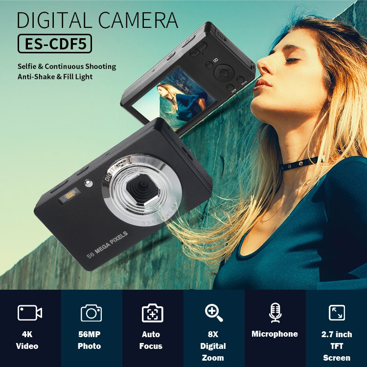 Professional manufacturer pocket 56mp camcorder photo mini point and shoot compact digital small 4k video camera for photography