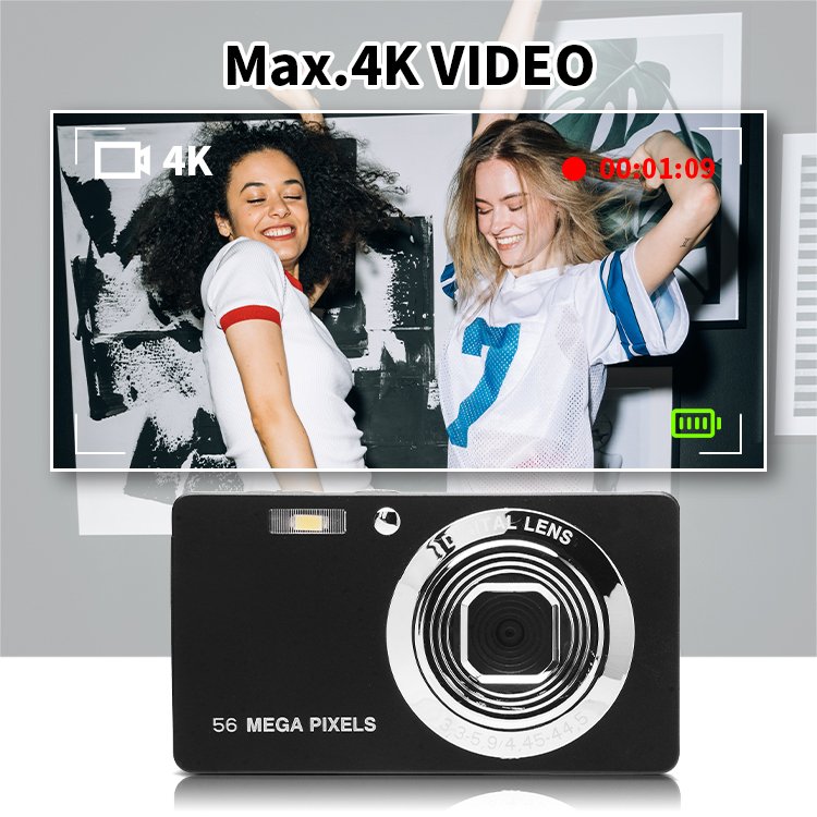 Professional manufacturer pocket 56mp camcorder photo mini point and shoot compact digital small 4k video camera for photography