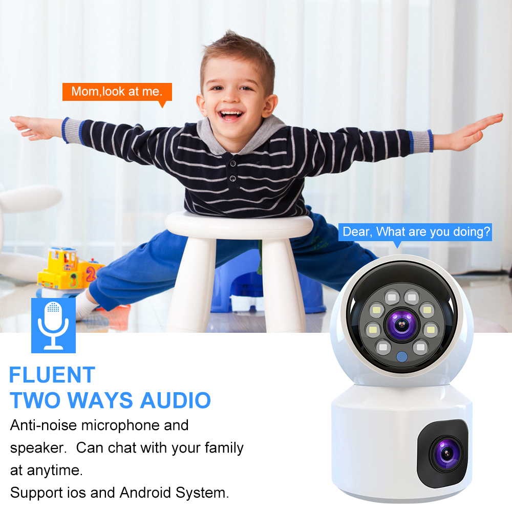 V380 4G Dual 4MP 2K Lens Indoor PT Security Camera Wireless WIFI Baby Monitor Two-Way Audio Body Tracking Video Network Camera
