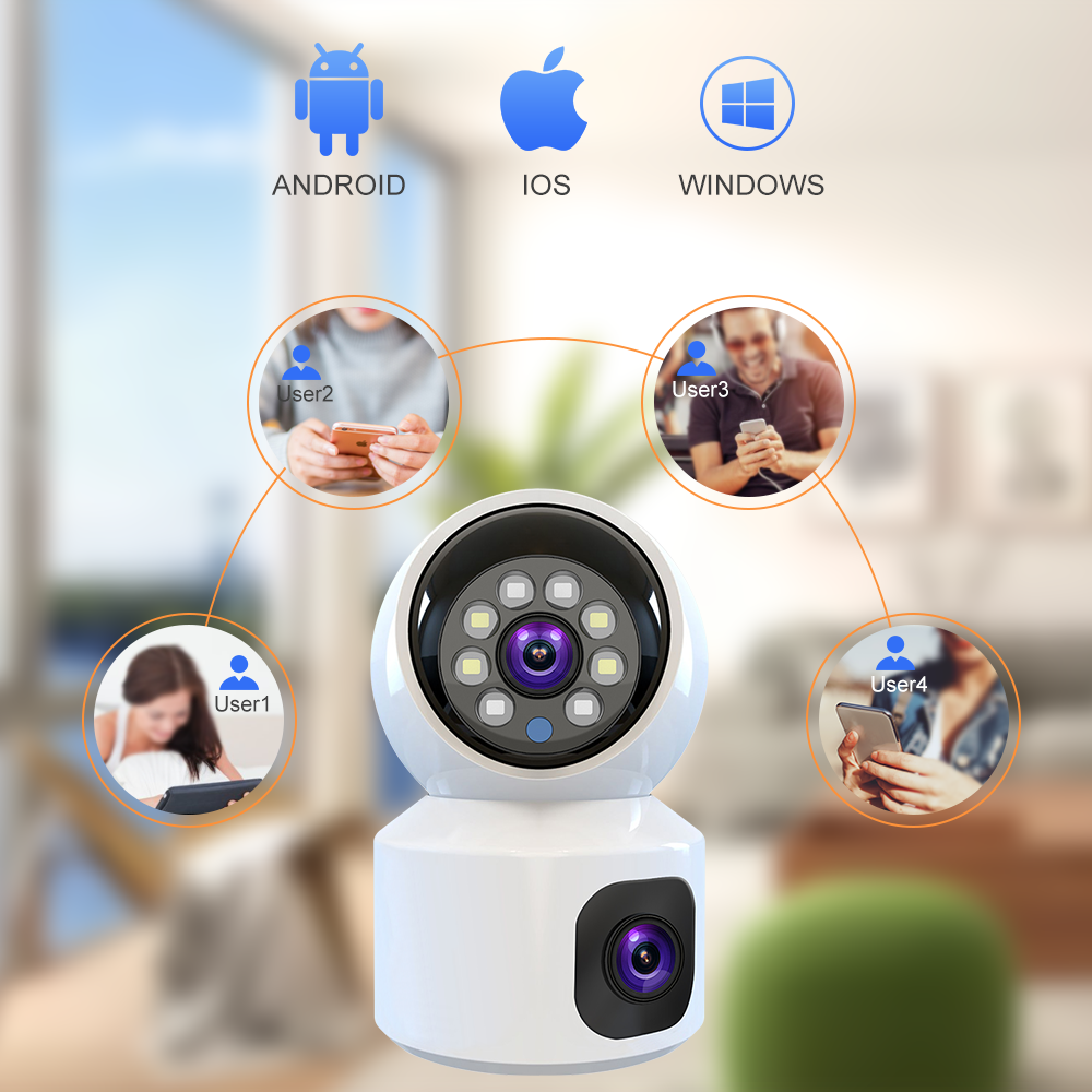 V380 4G Dual 4MP 2K Lens Indoor PT Security Camera Wireless WIFI Baby Monitor Two-Way Audio Body Tracking Video Network Camera