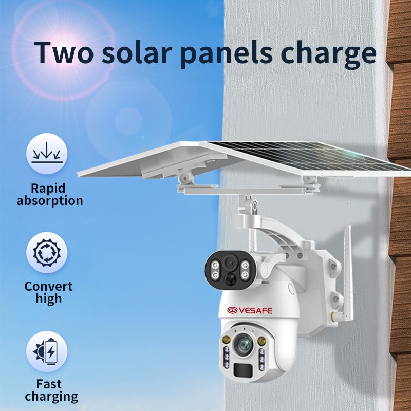 VESAFE Ubox APP 4g 60x Optical Zoom Cameras Solar Battery HD Night Version Ptz Dual Lens Security Solar Camera