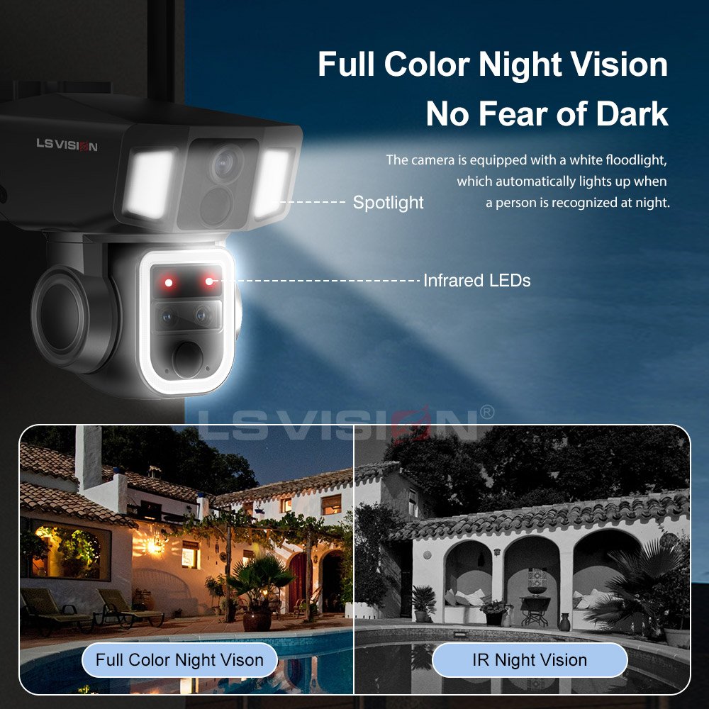 LS VISION 4mp Dual Network wifi 4G 2 in 1 Solar Cameras with 10X Zoom 9w Solar Panel Outdoor Security Camera