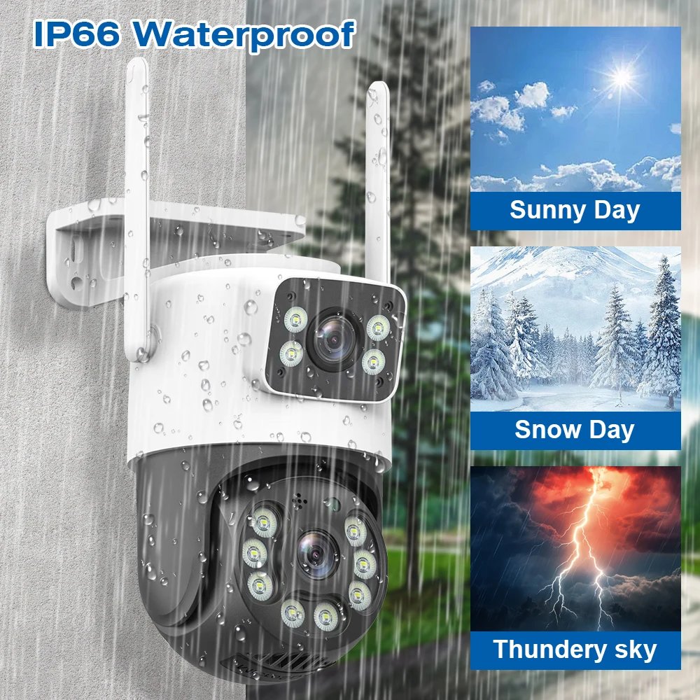 6MP Dual Lens Network Camera WiFi IP Camera Outdoor Dual Screens CCTV Video Cam Auto Tracking Security Protection