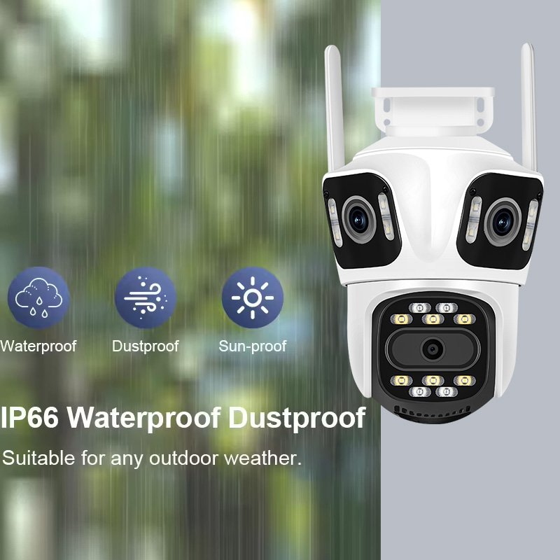 Rscamtom 8MP 4K WiFi 4g sim card Camera Outdoor three Lens PTZ Security Camera CCTV ip network cameras surveillance